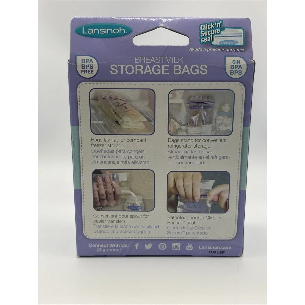 Lansinoh Breastmilk Storage Bags 50/CT  PER BOX LOT OF 3